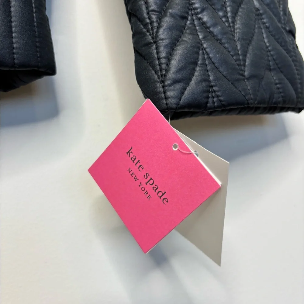 Kate Spade New York Black Quilted Jacket Water Resistant XS Fall Winter‎ NWT